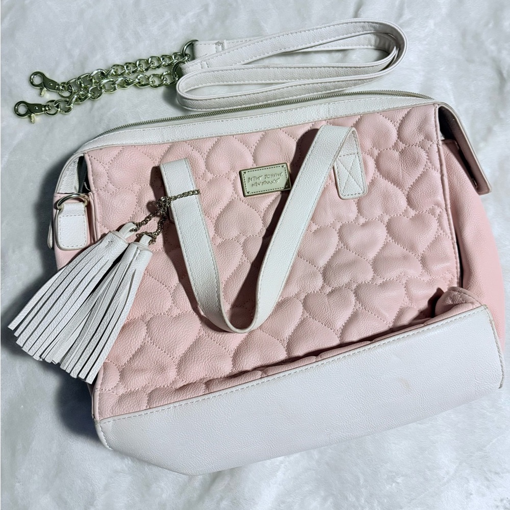 🌸BETSEY JOHNSON PURSE WITH SHOULDER STRAPS & ATTACHABLE CROSSBODY STRAP - Picture 9 of 13